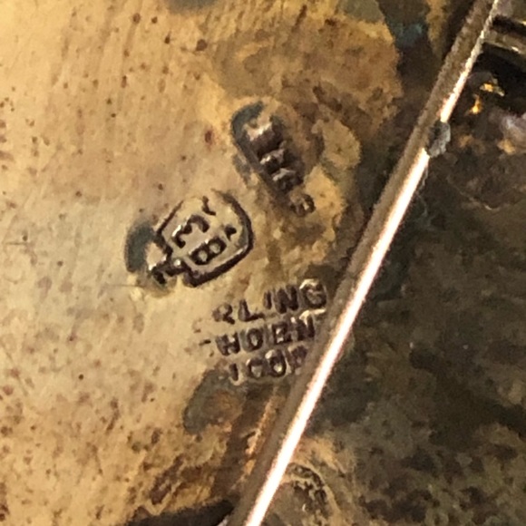 Large Vintage Blue Lapis Sterling Silver Brooch Pendant - Picture 4 of 10